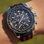 Guess Octane W1047G1 Silver Case Carbon Look Dial Black/Red Rubber Watch