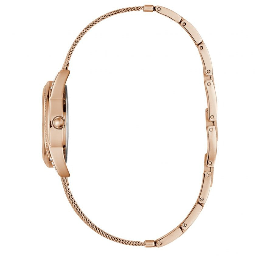 Guess Whisper W1084L3 Rose Gold Mesh Crystal Dial Women's Watch