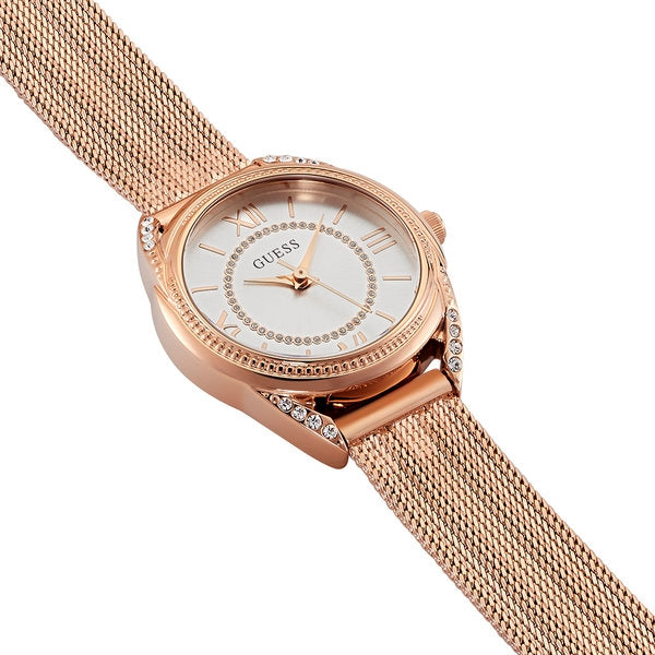 Guess Whisper W1084L3 Rose Gold Mesh Crystal Dial Women's Watch