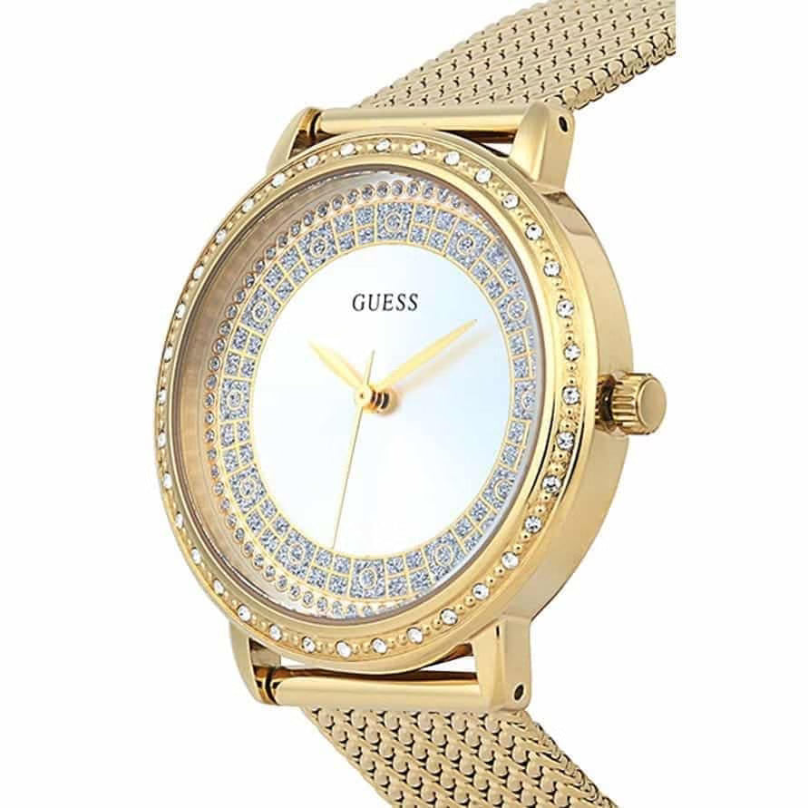 Guess Willow W0836L3 Gold Tone Mesh Bracelet Crystal Bezel Ladies Watch