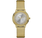 Guess Willow W0836L3 Gold Tone Mesh Bracelet Crystal Bezel Ladies Watch