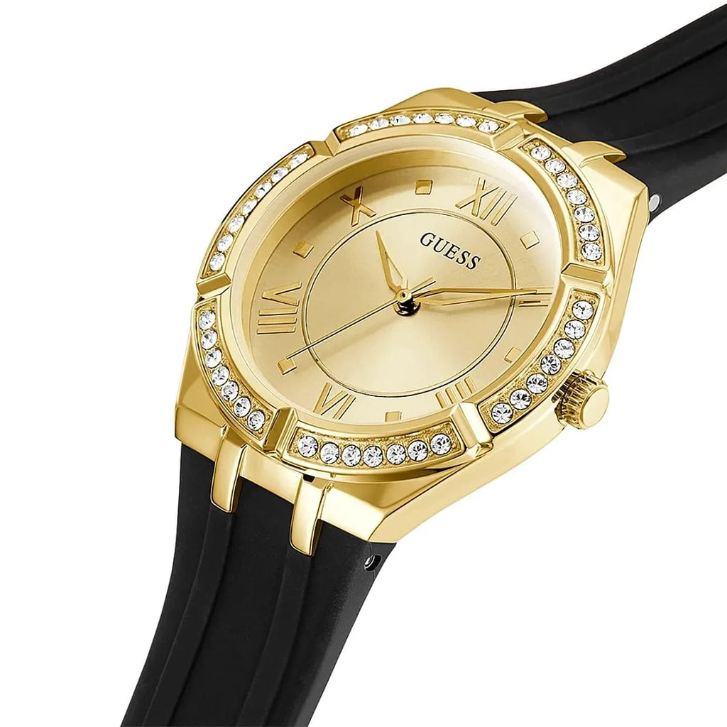 Guess Cosmo GW0034L1 Gold Case Gold Dial Black Rubber Women's Watch
