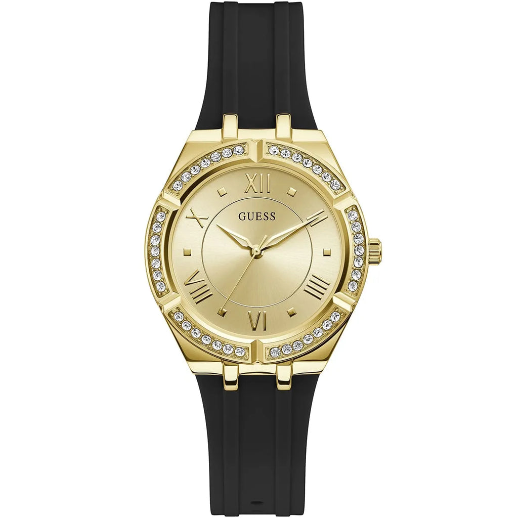 Guess Cosmo GW0034L1 Gold Case Gold Dial Black Rubber Women's Watch