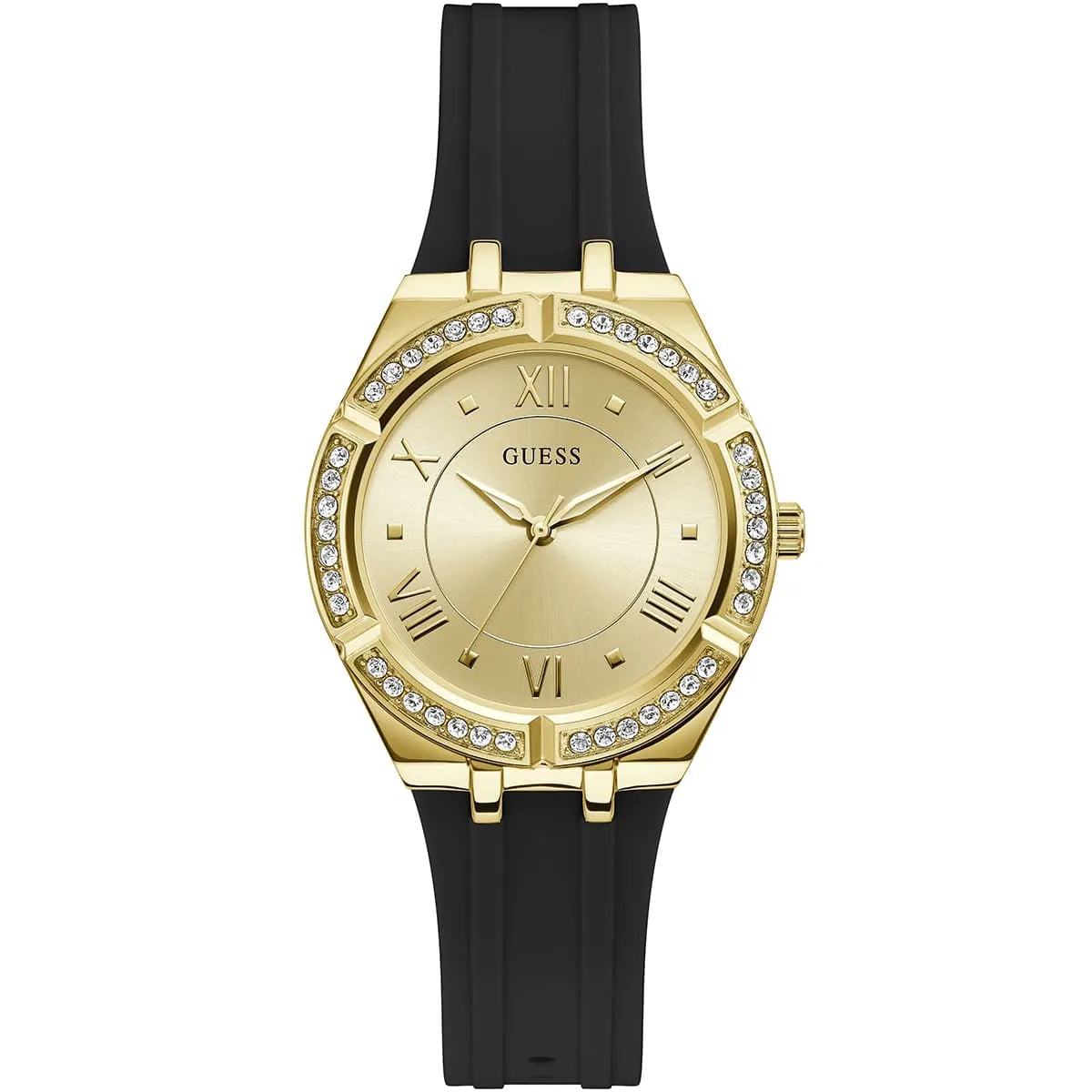 Guess Cosmo GW0034L1 Gold Case Gold Dial Black Rubber Women's Watch