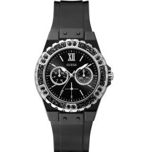 ساعة رجالي Guess Limelight GW0041L5 سوداء مطاطية متعددة الوظائف بكريستال