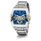 Guess Phoenix GW0456G5 ساعة بسوار فضي وعقارب زرقاء متعددة الوظائف