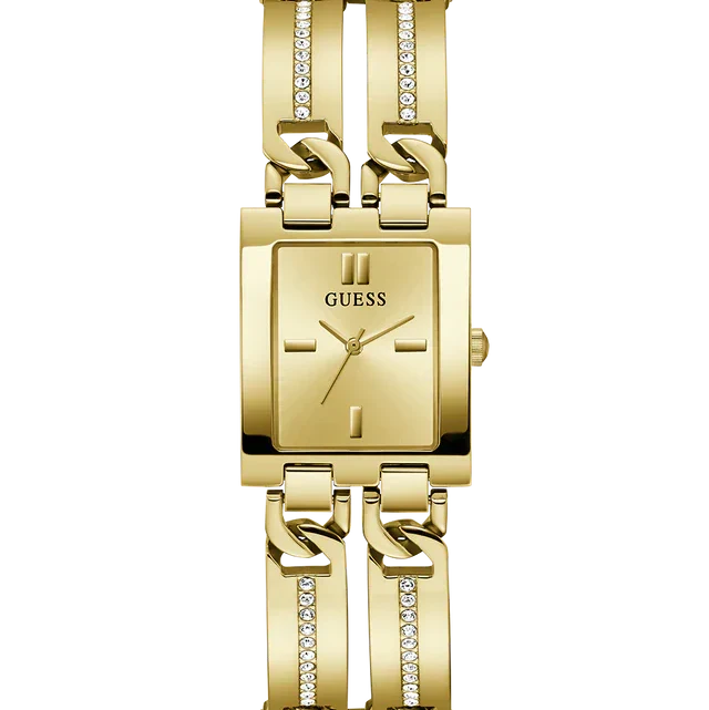 ساعة Guess GW0668L2 بسوار كريستالي مستطيل ذهبي اللون