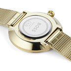 Original Hugo Boss Women's Watch - Gold Mesh & Full Crystal Dial (1502659)