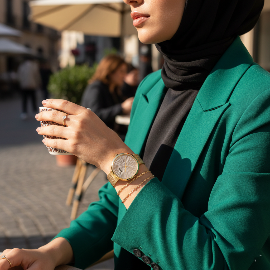 Original Hugo Boss Women's Watch - Gold Mesh & Full Crystal Dial (1502659)
