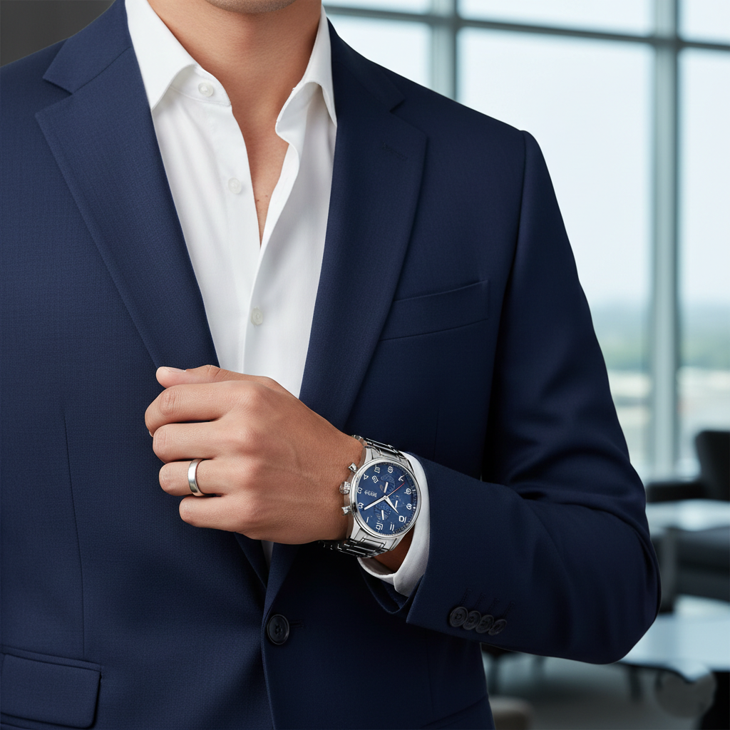 Hugo Boss Aeroliner 1513183 Silver-Tone Blue Dial Chronograph Men's Watch