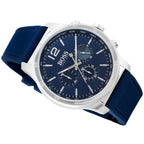Hugo Boss Navigator 1513526 Silver Stainless Steel Blue Silicone Chronograph Watch
