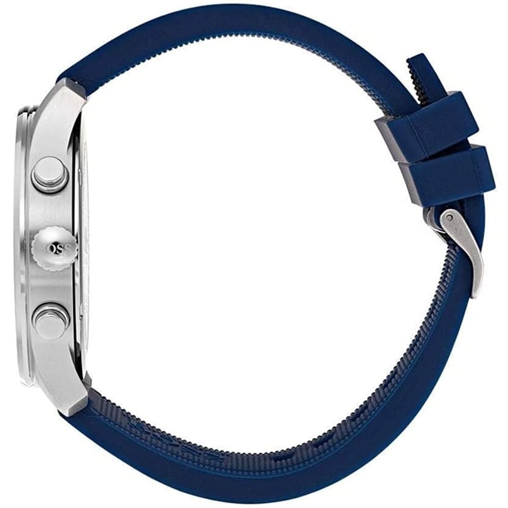 Hugo Boss Navigator 1513526 Silver Stainless Steel Blue Silicone Chronograph Watch