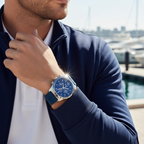 Hugo Boss Navigator 1513526 Silver Stainless Steel Blue Silicone Chronograph Watch