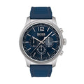 Hugo Boss Navigator 1513526 Silver Stainless Steel Blue Silicone Chronograph Watch