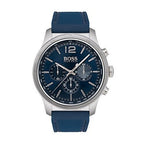 Hugo Boss Navigator 1513526 Silver Stainless Steel Blue Silicone Chronograph Watch