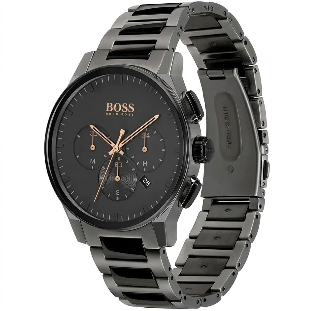 Hugo Boss Peak 1513814 Gunmetal Grey IP Silver Accents Men's Watch