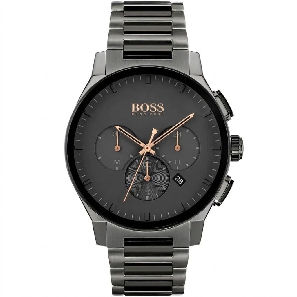 Hugo Boss Peak 1513814 Gunmetal Grey IP Silver Accents Men's Watch