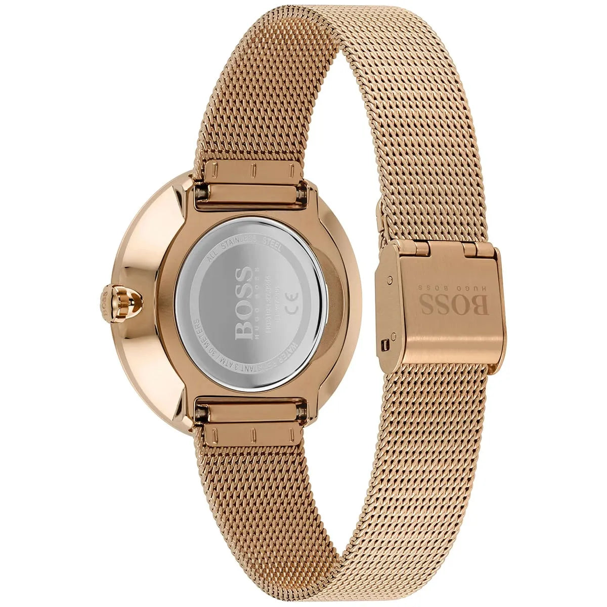Original Hugo Boss Praise Women's Watch - Rose Gold Mesh & Crystal Ring Dial (1502548)