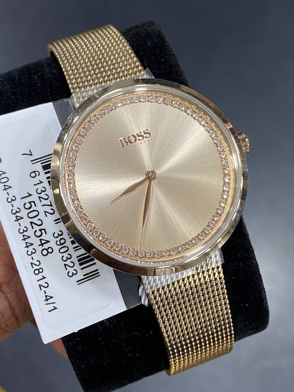 Original Hugo Boss Praise Women's Watch - Rose Gold Mesh & Crystal Ring Dial (1502548)