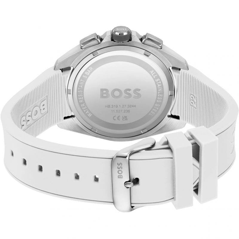 Hugo Boss Volane 1513948 White Rubber Grey Dial Blue Accents Watch