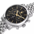 Maserati Epoca R8873618017 Silver Jubilee Bracelet Black & Gold Dial Watch