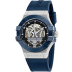 Maserati Potenza R8821108035 Automatic Skeleton Silver Case Blue Strap Watch