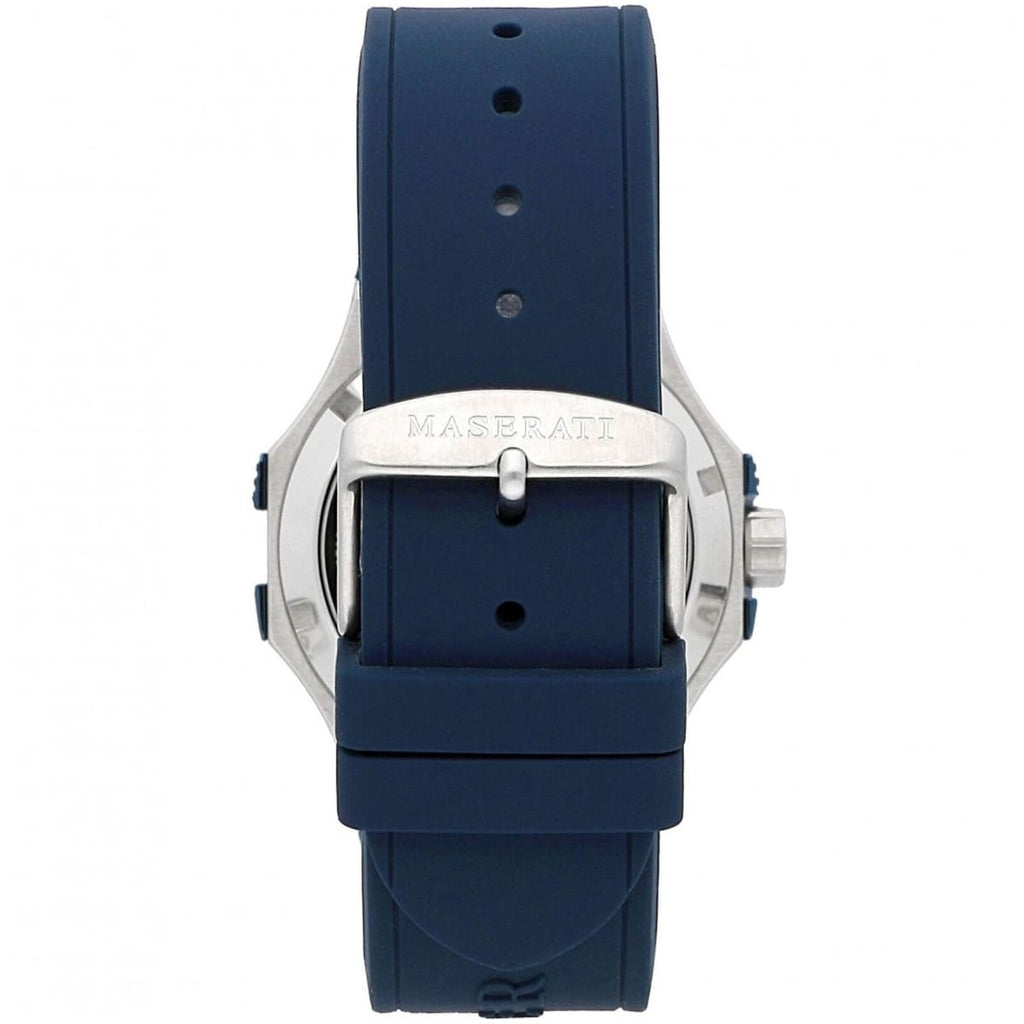 Maserati Potenza R8821108035 Automatic Skeleton Silver Case Blue Strap Watch