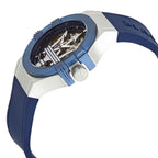 Maserati Potenza R8821108035 Automatic Skeleton Silver Case Blue Strap Watch