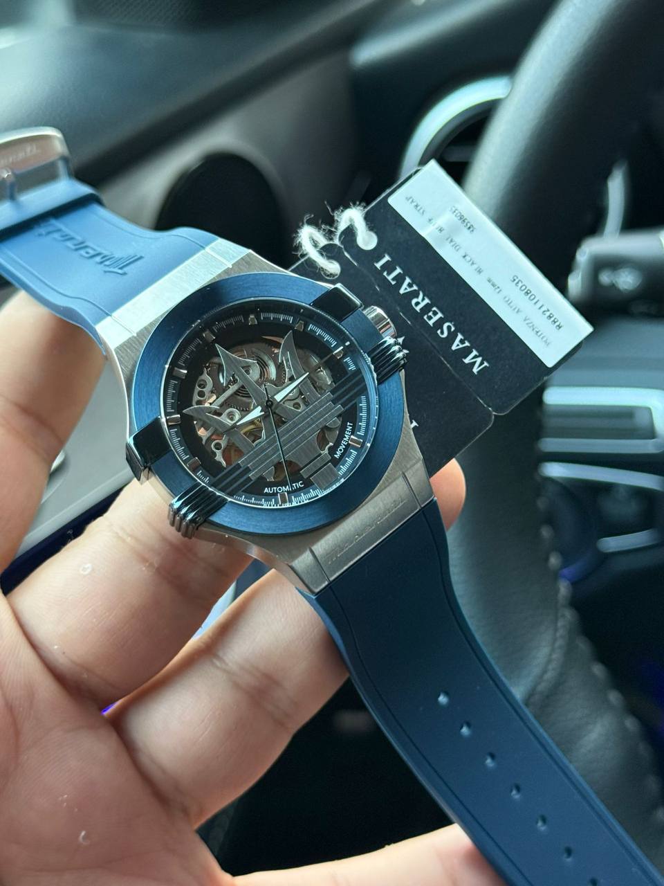 Maserati Potenza R8821108035 Automatic Skeleton Silver Case Blue Strap Watch