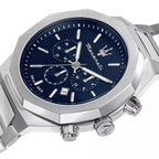 Maserati Stile R8873642006 Silver Case Textured Blue Dial Chronograph Watch