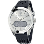 Maserati Traguardo R8871612012 Men's Silver Case Black Rubber Watch