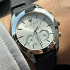 Maserati Traguardo R8871612012 Men's Silver Case Black Rubber Watch