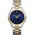 Michael Kors Runway Slim MK3479 Two-Tone Watch with Navy Blue Dial