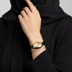 ساعة مايكل كورس جيا MK4880 سداسية باللون الذهبي مع حزام جلدي أسود