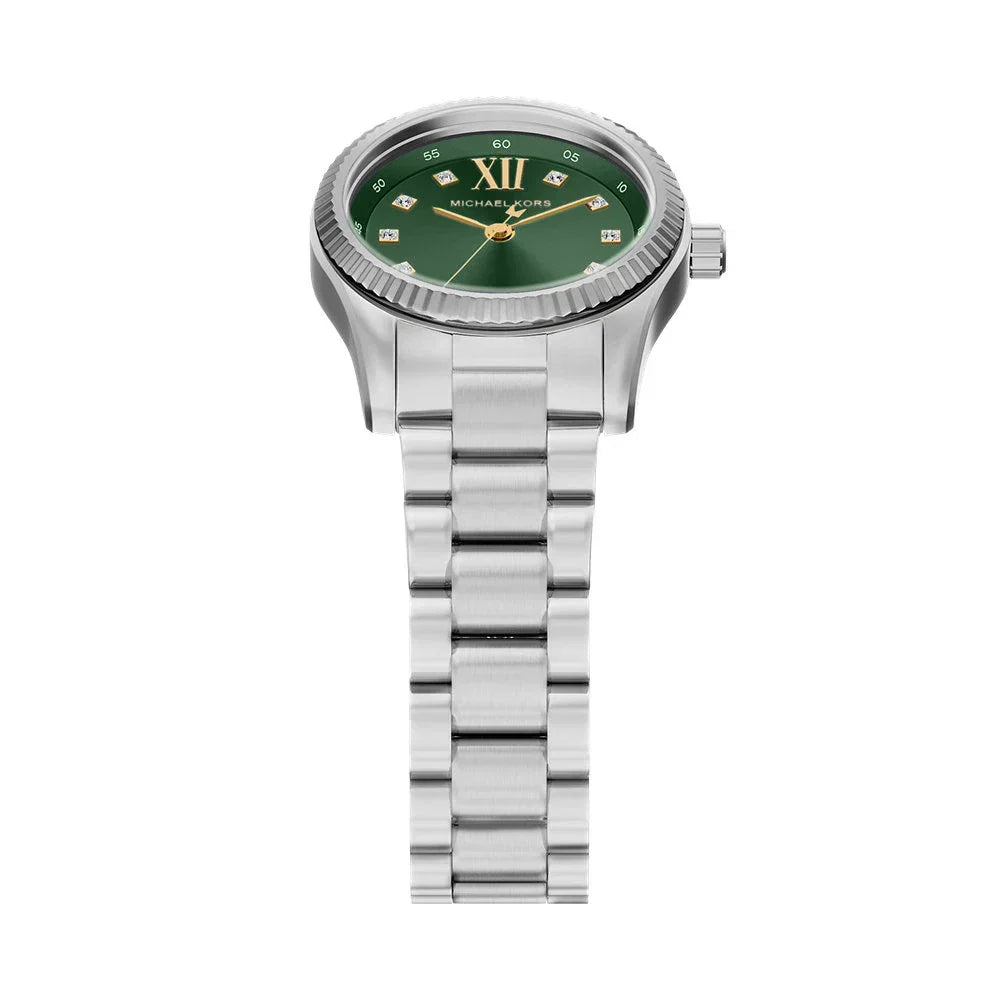 Michael Kors Petite Lexington MK7580 Silver Tone Brushed Green Dial Watch