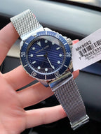 Michael Kors Everest MK9082 Silver Mesh Blue Dial Watch