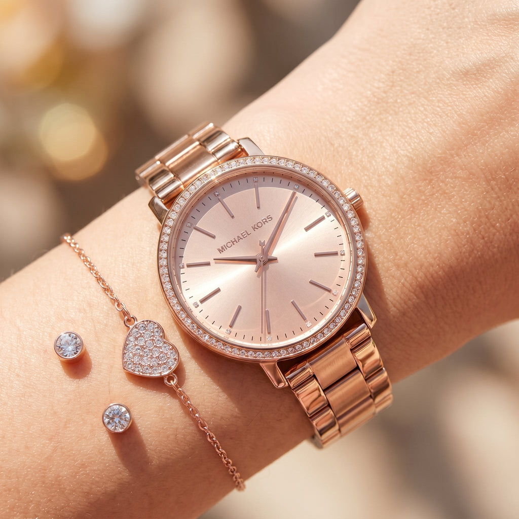 Michael Kors Pyper MK1040 Rose Gold-Tone Stainless Steel Women's