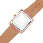 Michael Kors Emery MK2966 Rectangular Rose Gold Tone Burgundy Dial Pink Leather Women Watch