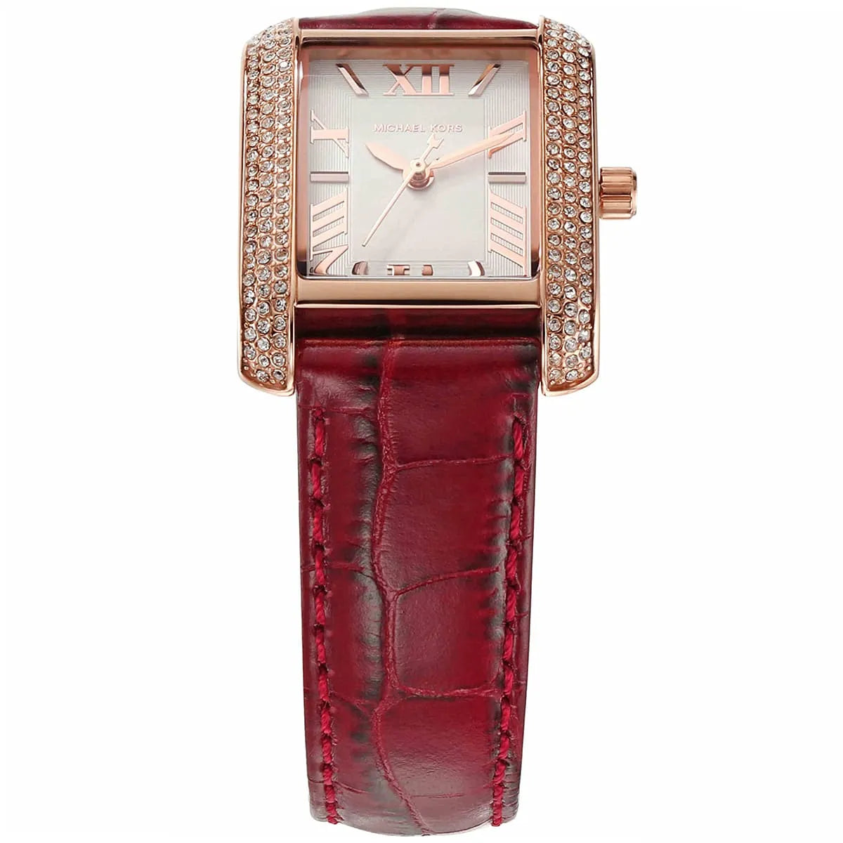Michael Kors Emery MK4689 White Dial Red Leather Strap Women's Watch