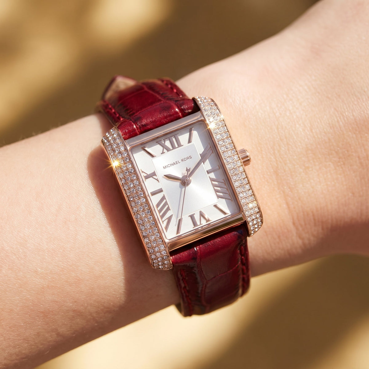 Michael Kors Emery MK4689 White Dial Red Leather Strap Women's Watch