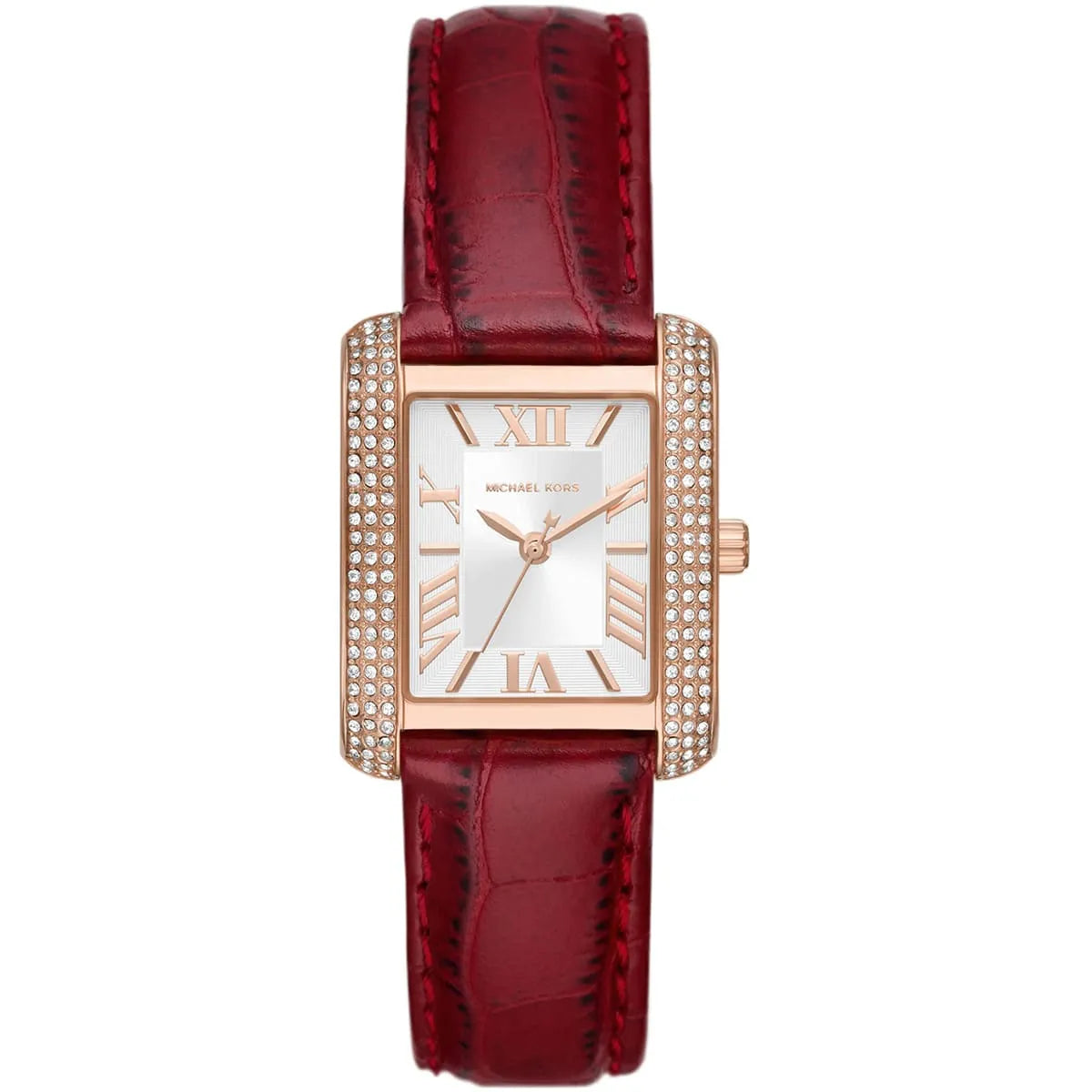 Michael Kors Emery MK4689 White Dial Red Leather Strap Women's Watch