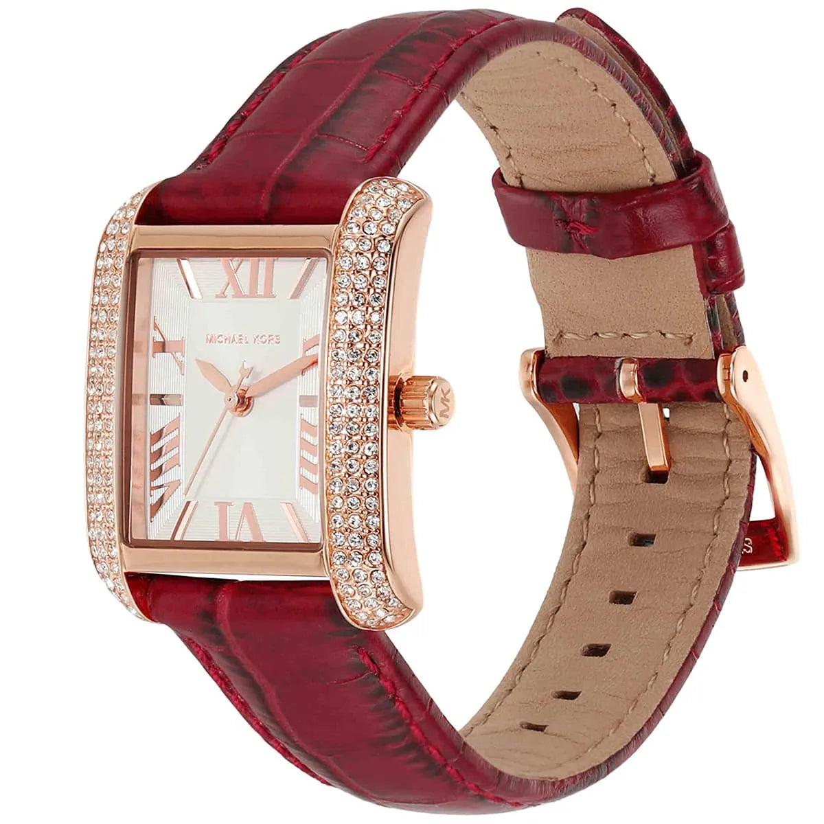 Michael Kors Emery MK4689 White Dial Red Leather Strap Women's Watch