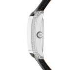 Michael Kors Emery MK4696 Rectangular Silver Tone Black Leather Women Watch