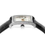 Michael Kors Emery MK4696 Rectangular Silver Tone Black Leather Women Watch