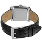 Michael Kors Emery MK4696 Rectangular Silver Tone Black Leather Women Watch