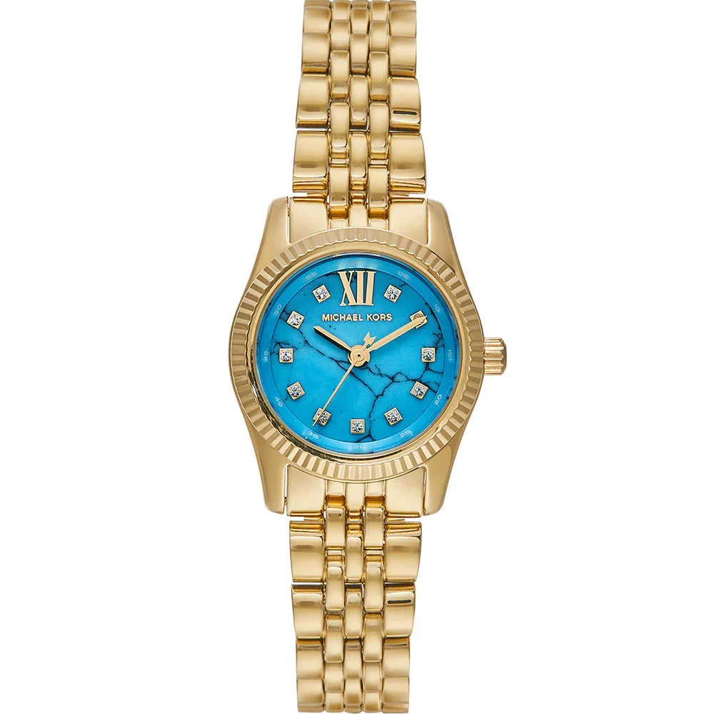 Michael Kors Lexington Mini MK4813 Gold Tone Turquoise Stone Dial Watch