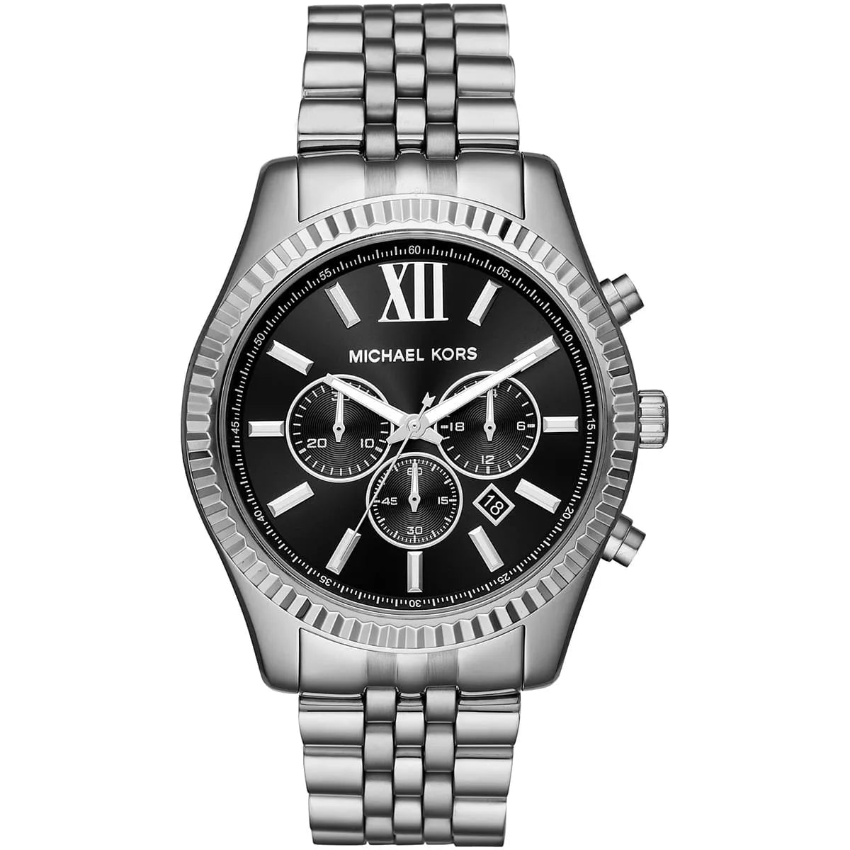 Michael Kors Lexington MK8602 Silver-Tone Black Dial Men's Watch