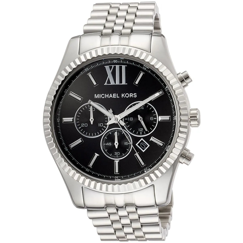Michael Kors Lexington MK8602 Silver-Tone Black Dial Men's Watch