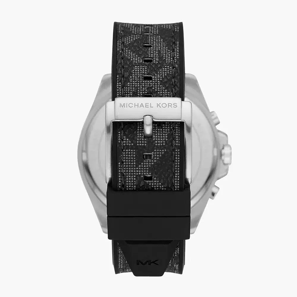 Michael Kors Brecken MK8850 Silver Case Black Dial Black Rubber Men's Watch