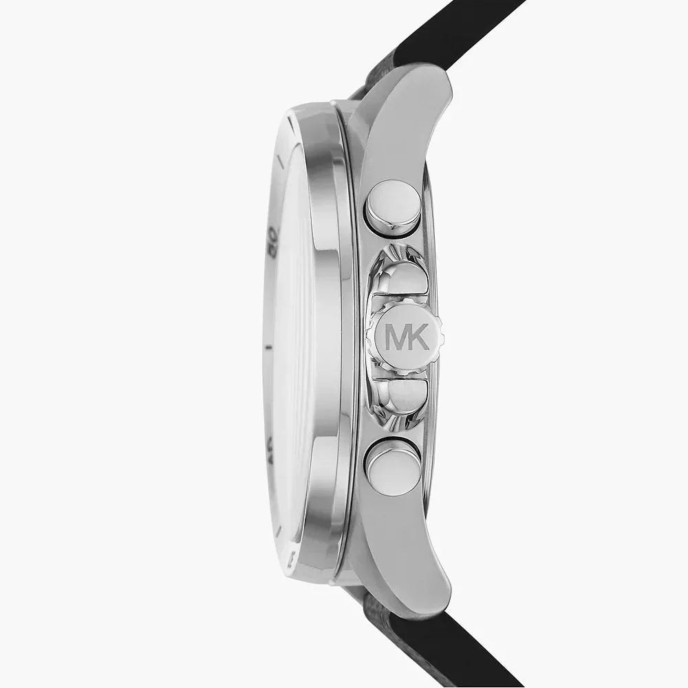 Michael Kors Brecken MK8850 Silver Case Black Dial Black Rubber Men's Watch